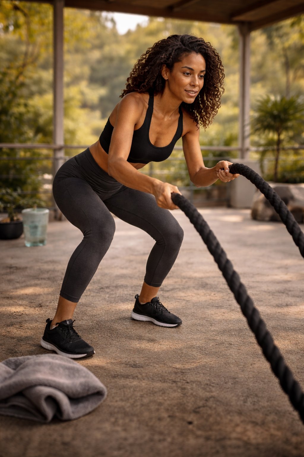 Athletic woman training